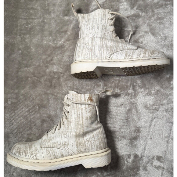 Dr. Martens White Mono Painter Pascal 1460 8 Eye Boots Womens Size 7 Mens 6 Rare - Picture 3 of 11